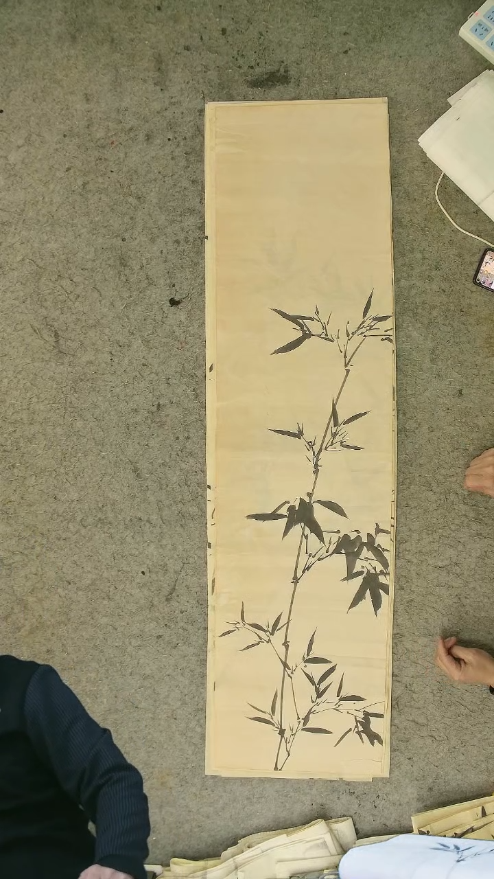 国画四尺对开  墨竹条屏 34*138cm