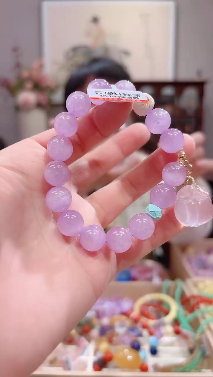 【闪购商品】锂辉石手串18K金镶嵌设计款珠串