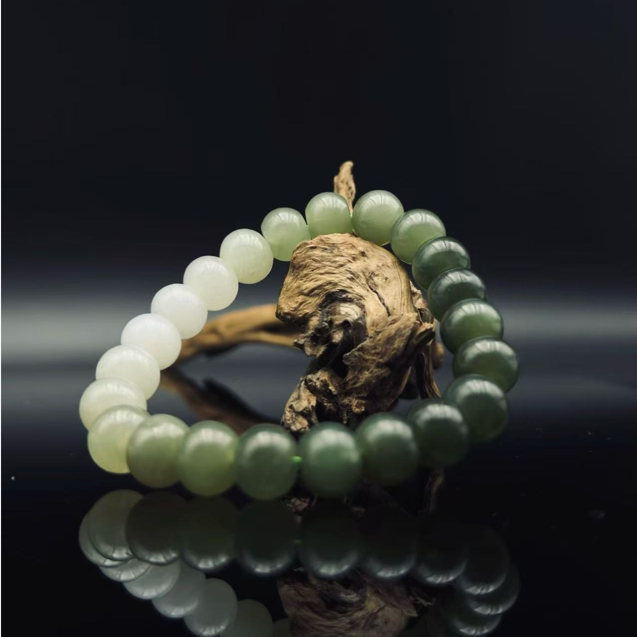  和田玉晴水渐变算盘珠手串（卡10）2150