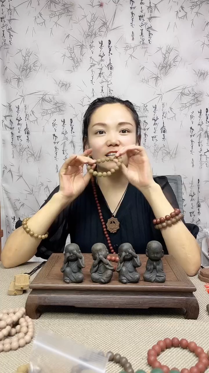 泥塑老桂花手串  