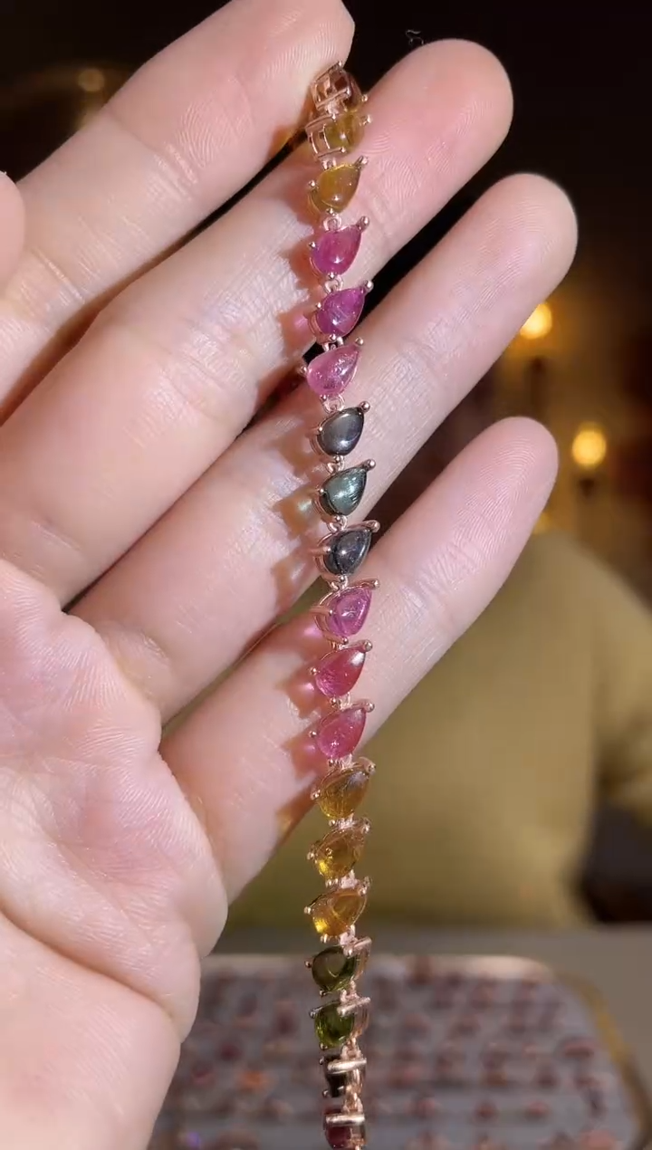 银S925镶嵌手链碧玺手链