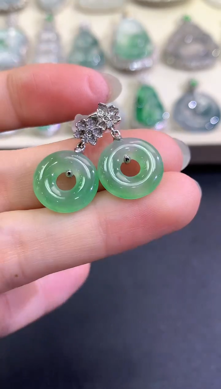 【闪购商品】翡翠耳饰18K金镶嵌B78  多样性一件发货