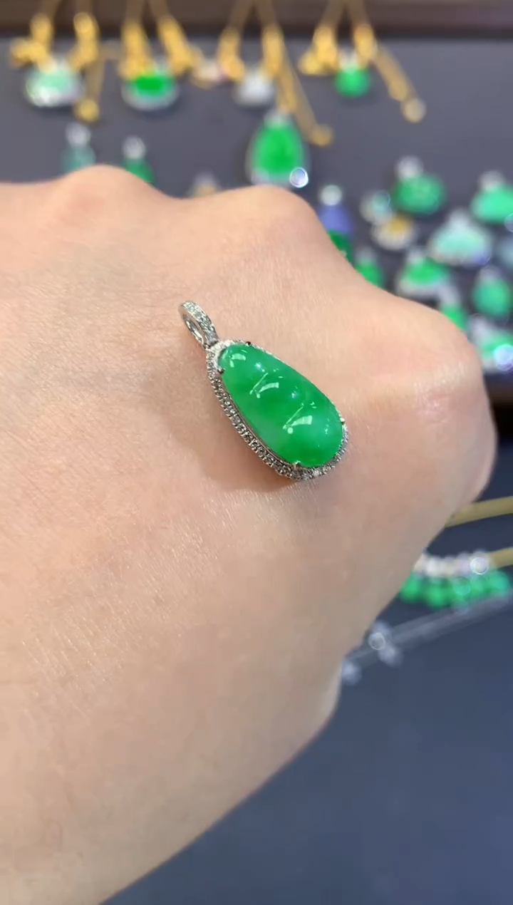 吊坠(不含链)18K金镶嵌翡翠A359|3980