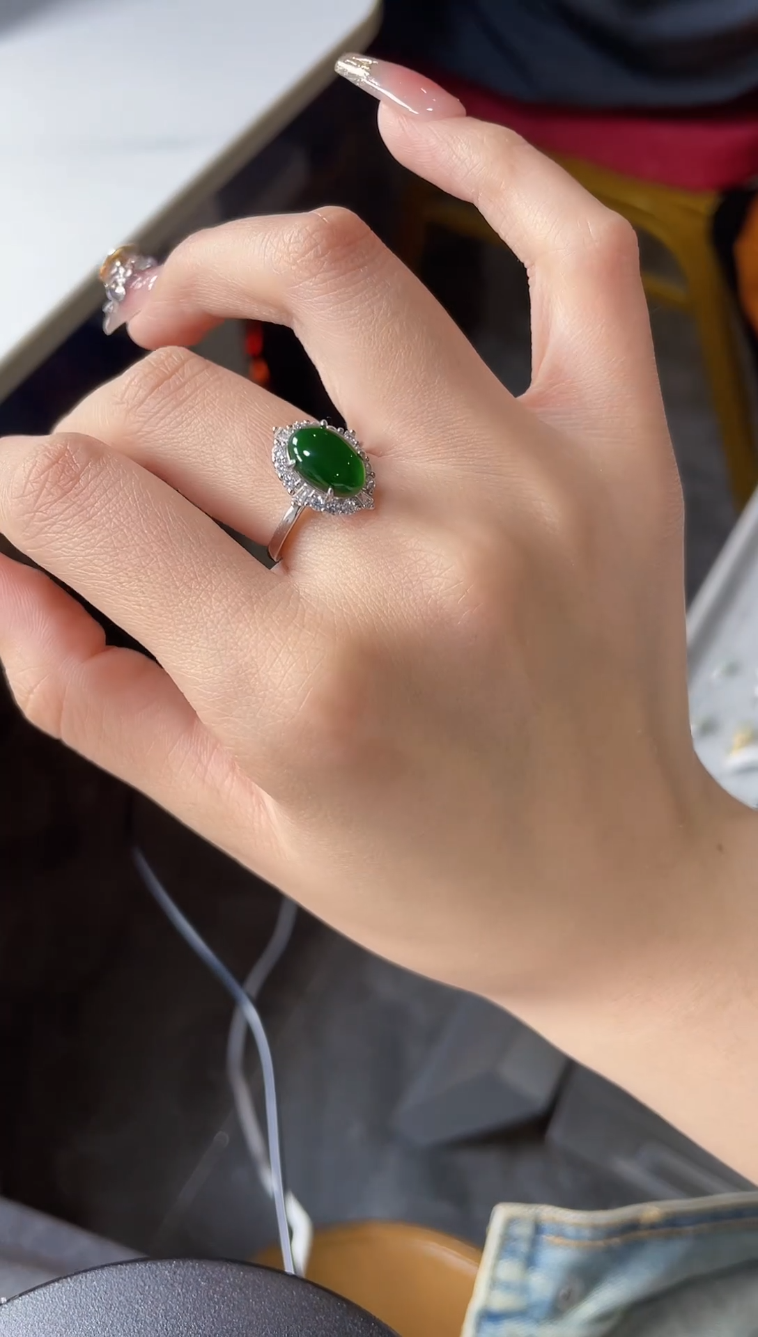 【闪购商品】翡翠戒指银S925镶嵌5675476