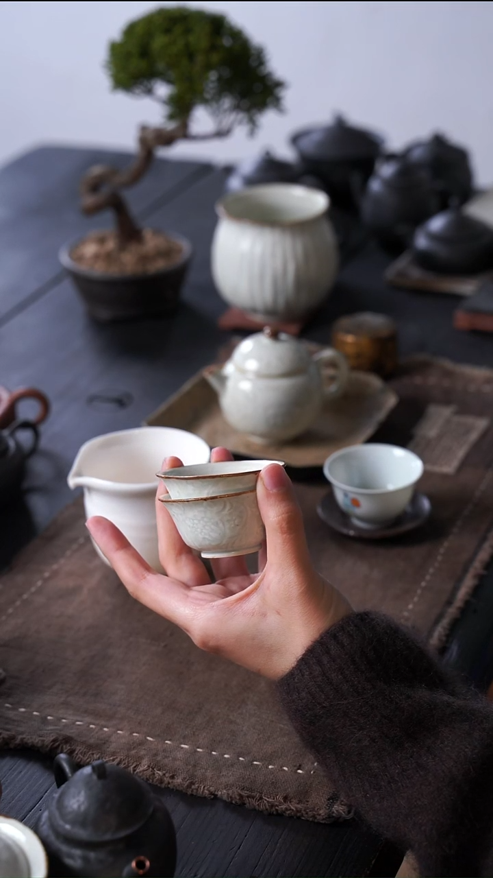 柳*毛山雾半刀泥一对杯