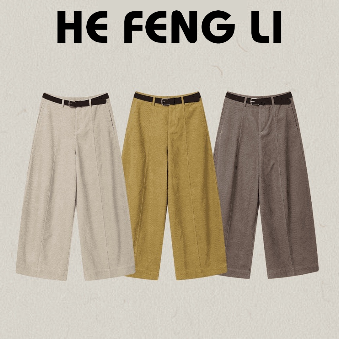 和风里「穿风格」“100棉”慵懒阔腿灯芯绒休闲裤