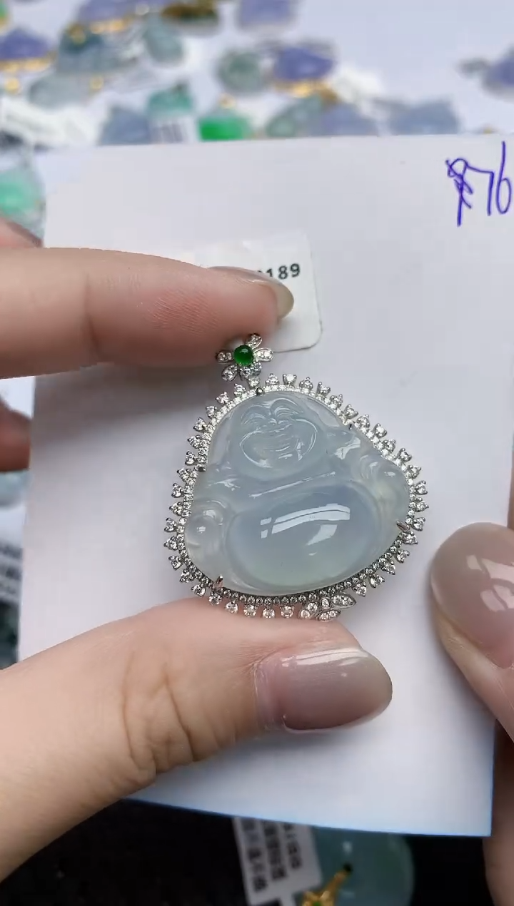 【闪购商品】翡翠颈饰18K金镶嵌天然翡翠A货