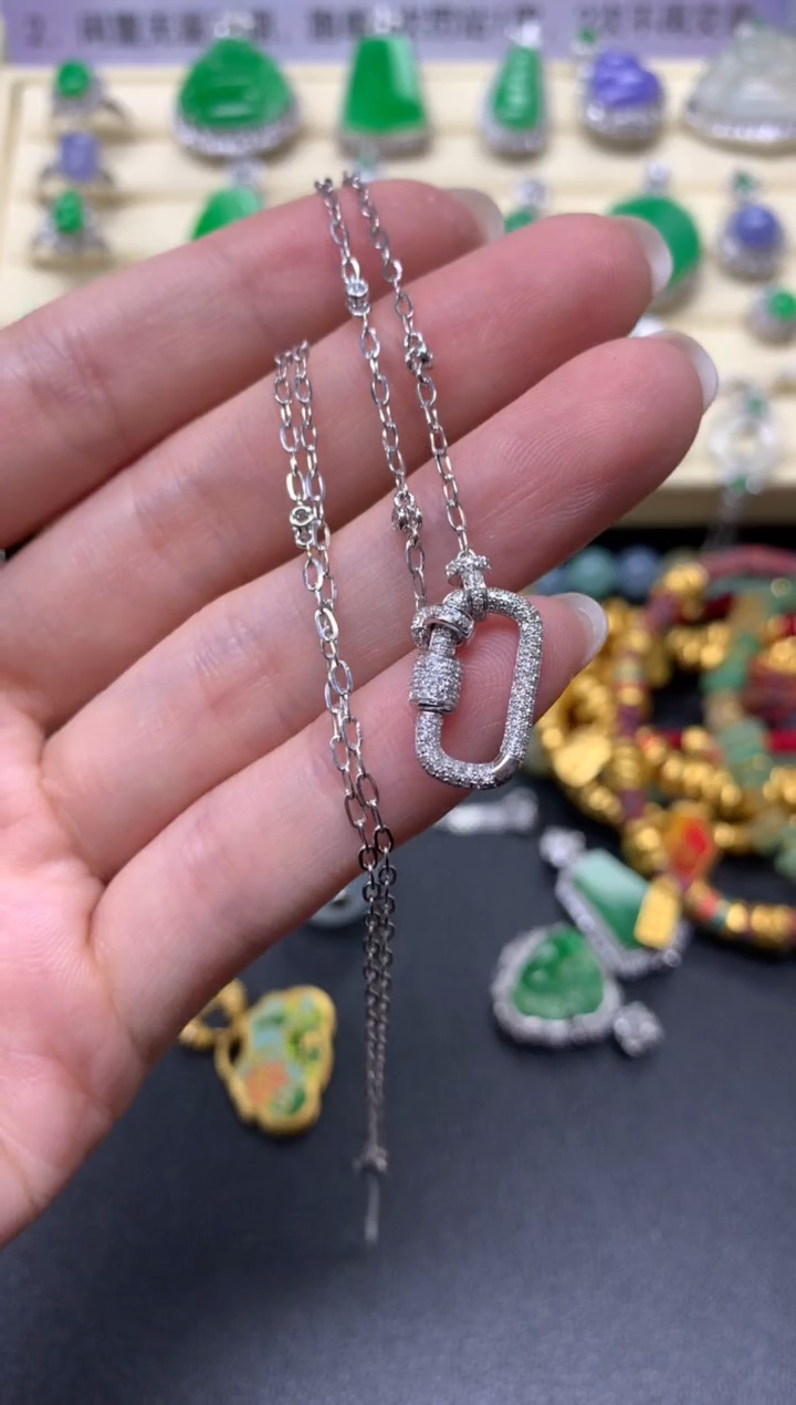 【闪购商品】翡翠项链18K金镶嵌项链|7100+710