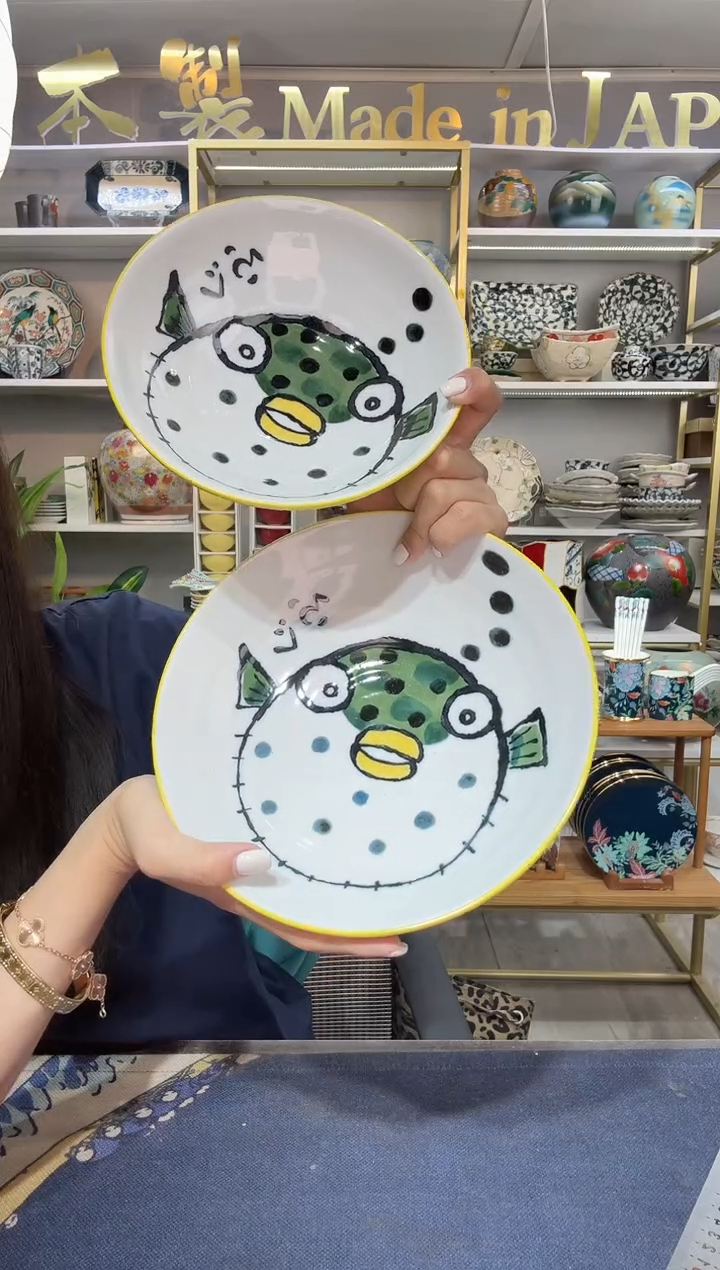陶瓷河豚钵18cm+盛钵21.5cm