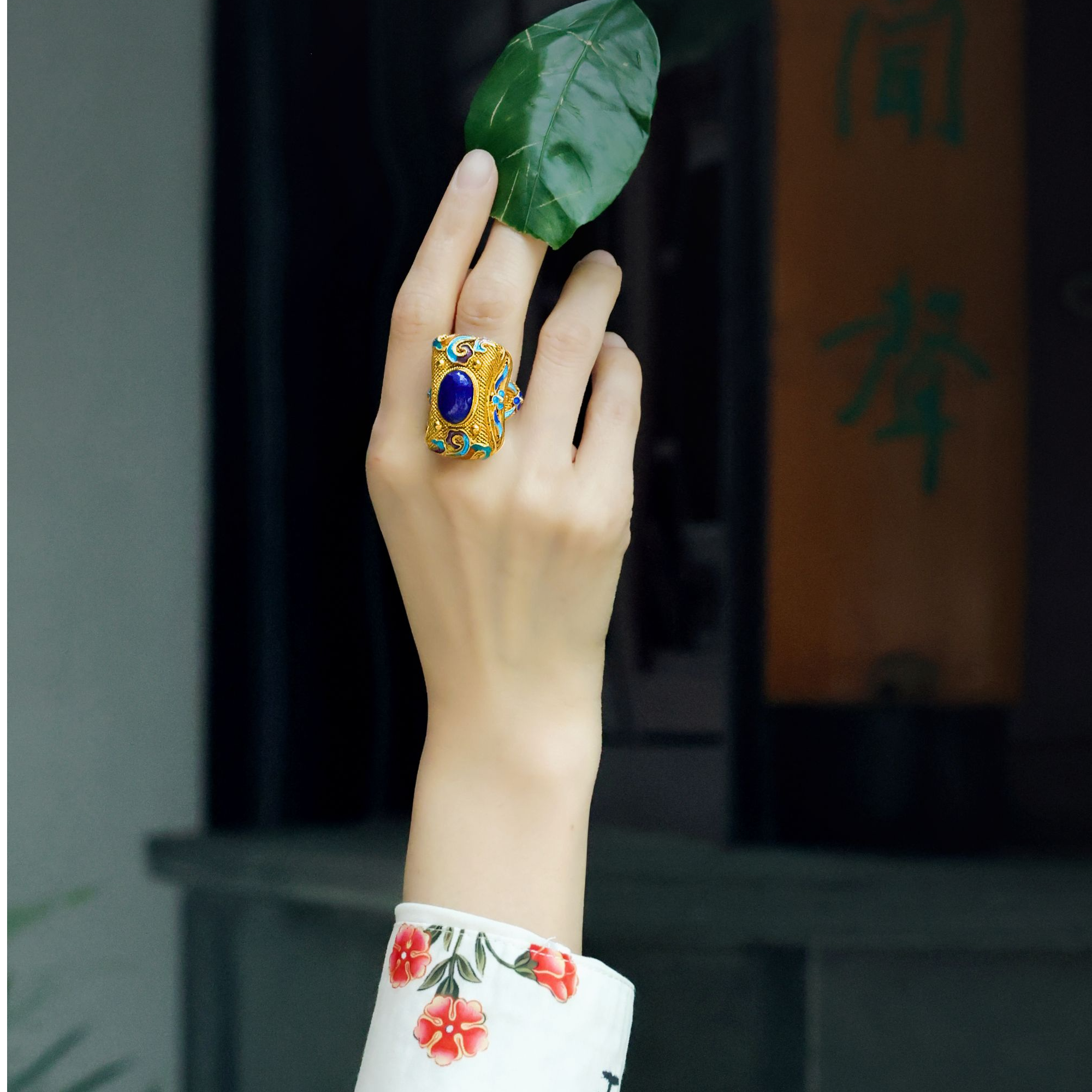 925银镀金花丝镶嵌青金石非遗大师手作皇家御用