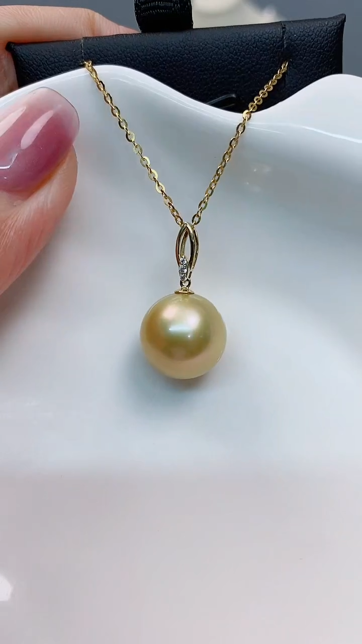 【闪购商品】海水珍珠吊坠(赠链)18K金镶嵌13-14南洋海水珍珠吊坠