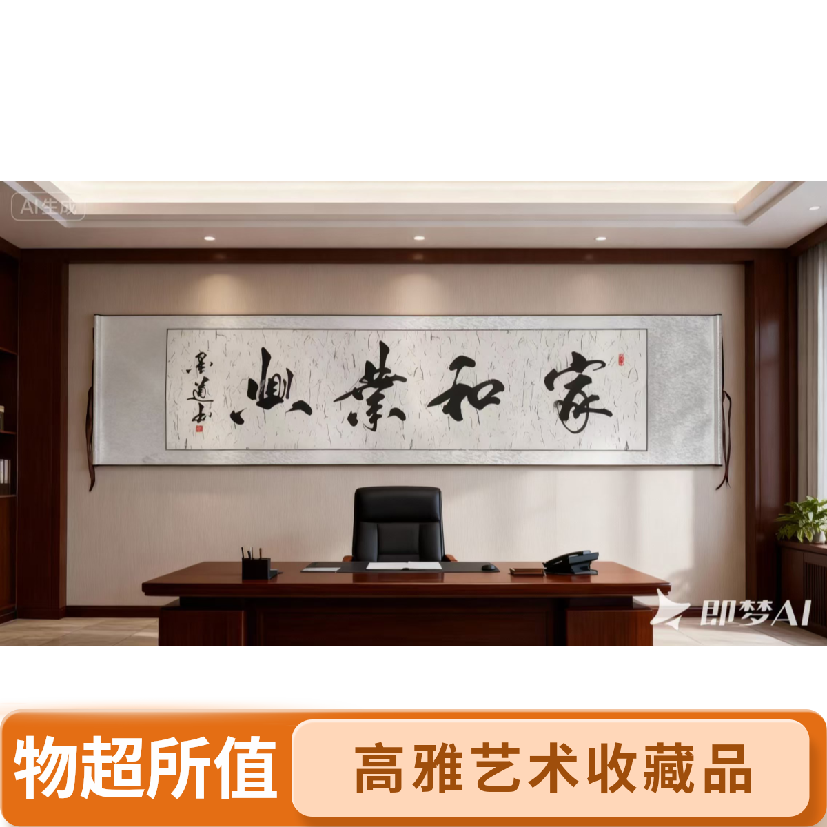 榜书书法白宣四尺对开卷轴