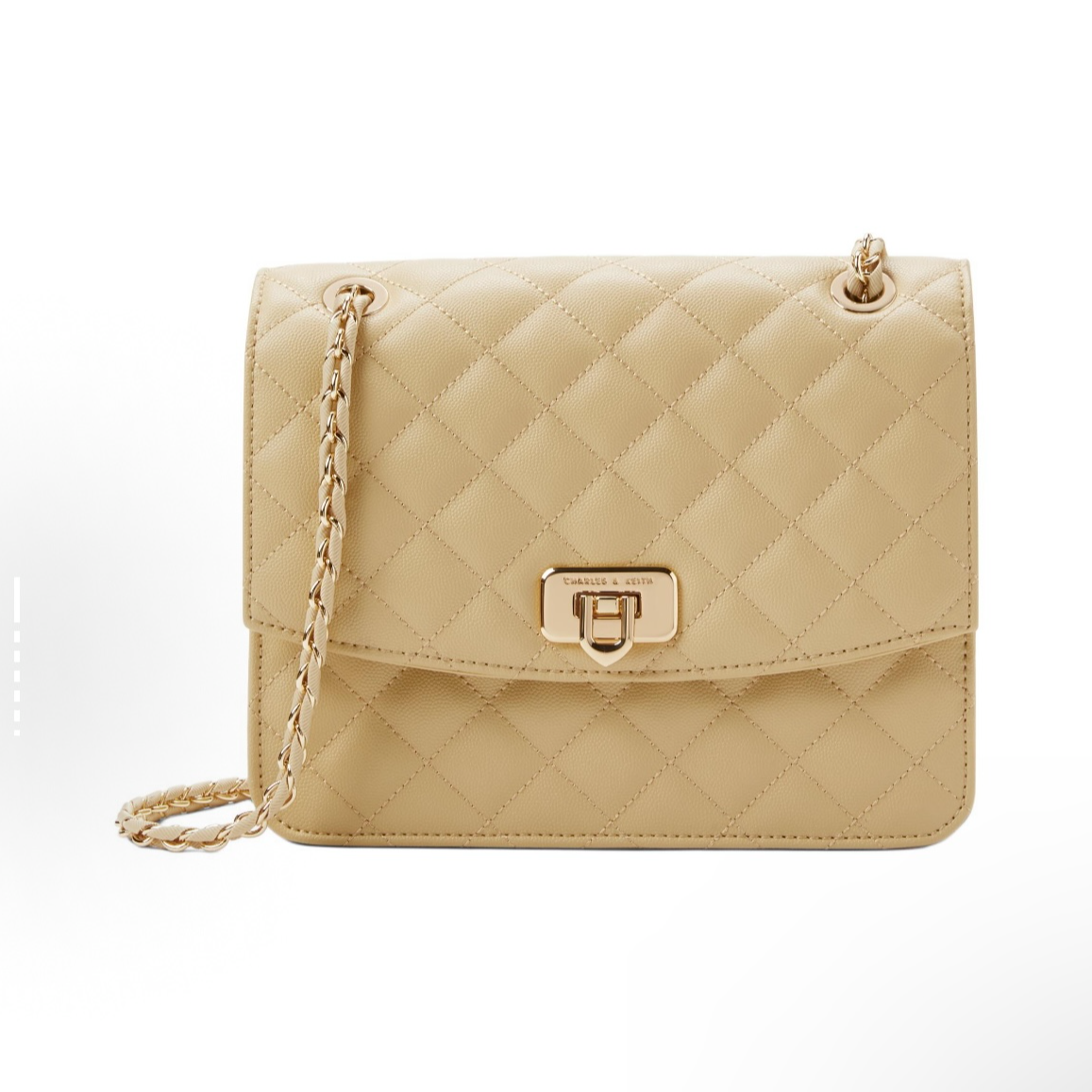 70782173米色M女士单肩斜挎包，默认微瑕