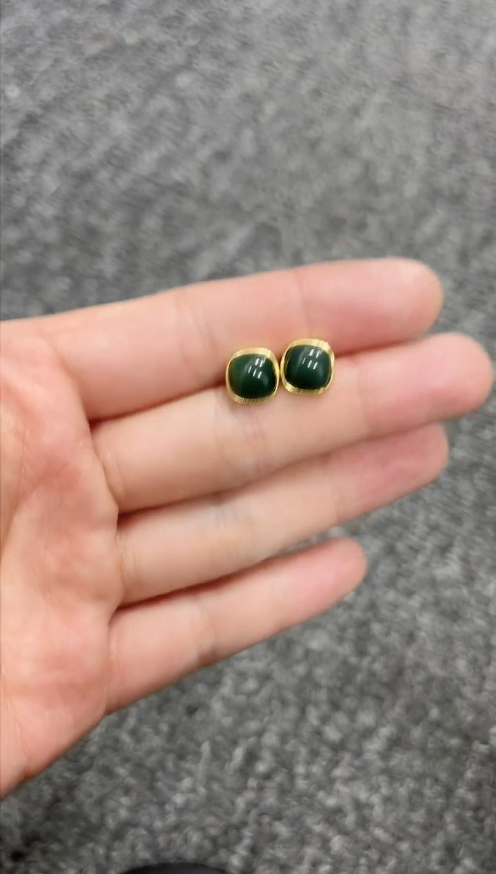 【闪购商品】和田玉银S925镶嵌耳饰06耳钉