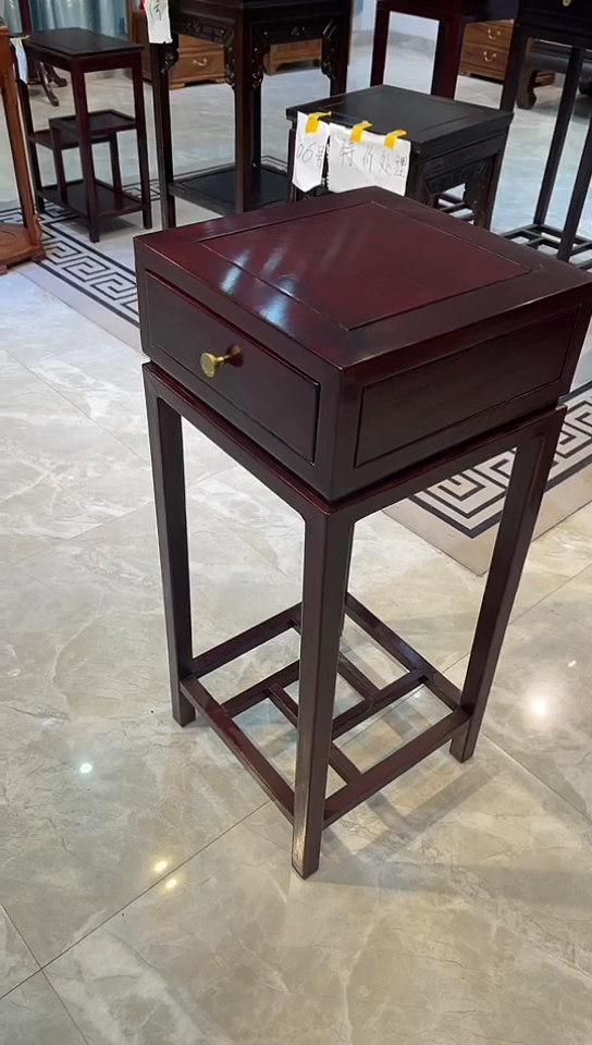 【闪购商品】花梨木类成套家具黑檀木带抽花架38*38*88
