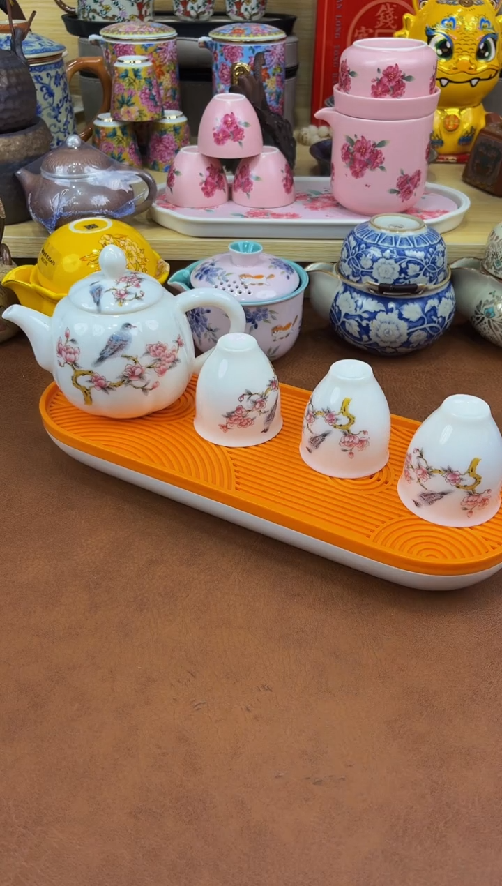 陶瓷茶具摆件旅行套组