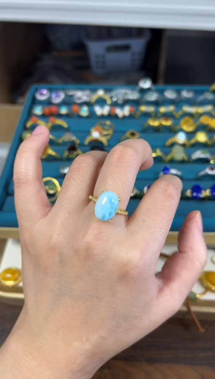 未镶嵌针钠钙石（海纹石）戒指海纹石四爪蛋面镶嵌款戒指[38]