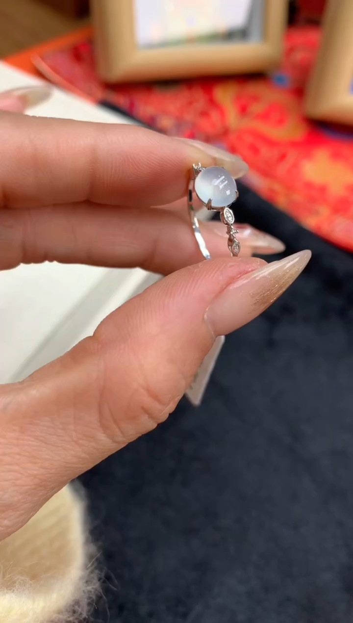 【闪购商品】翡翠戒指18K金镶嵌戒指#14圈上下两个圈口免费改