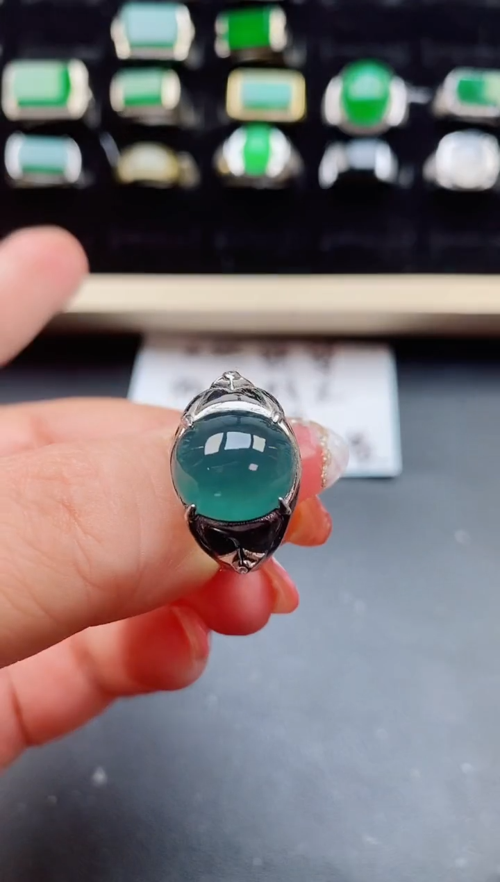 【闪购商品】翡翠戒指银S925镶嵌5801