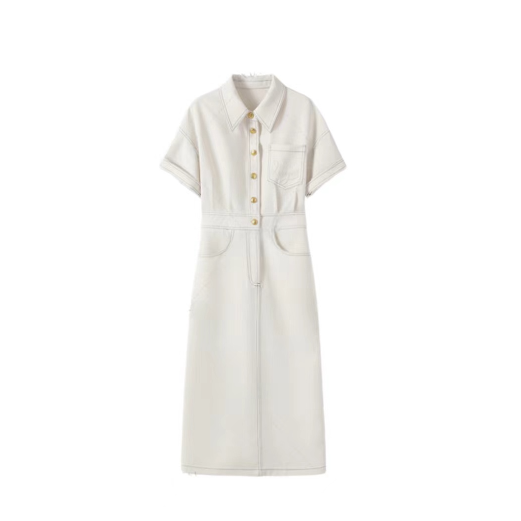 2025新高级感轻奢气质收腰款微弹肌理感连衣裙GC24042303