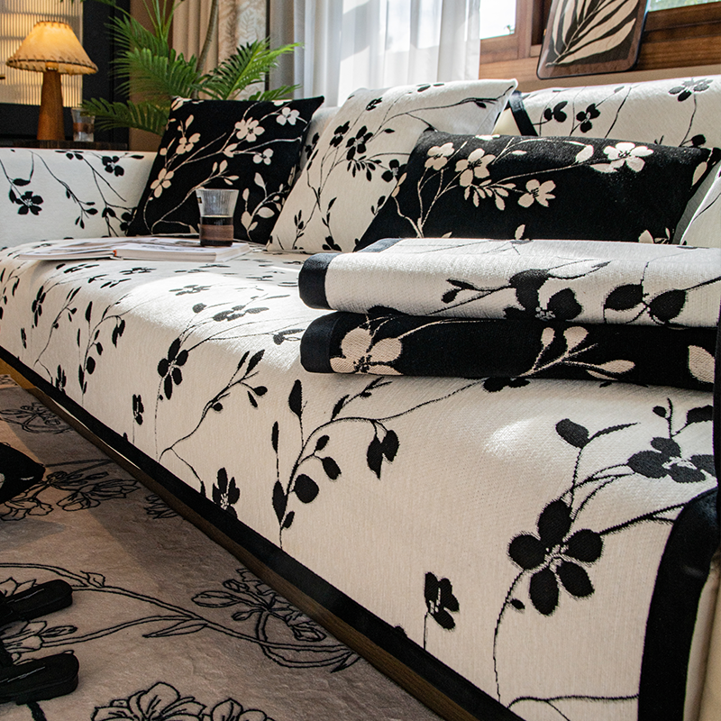 2025雪尼尔沙发垫四季通用防滑防猫抓高级感轻奢直排沙发套罩坐垫