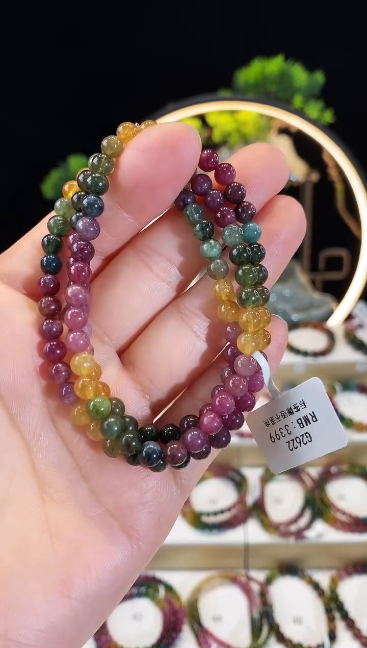 【闪购商品】碧玺手串未镶嵌G2622三圈颜色微差