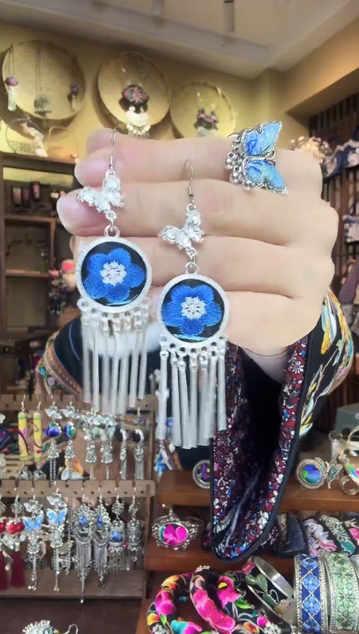 刺绣非遗刺绣民族风耳环