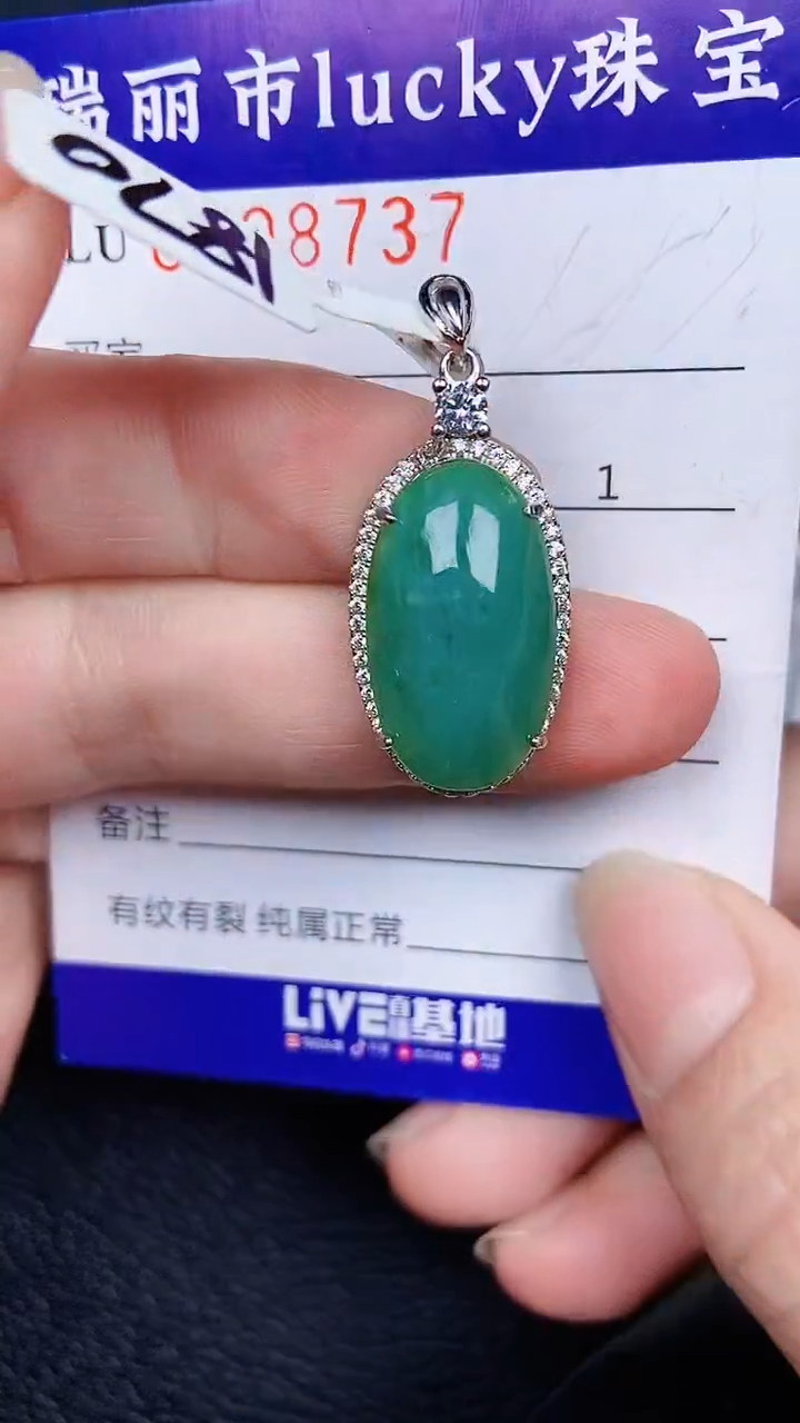 颈饰银S925镶嵌翡翠8737
