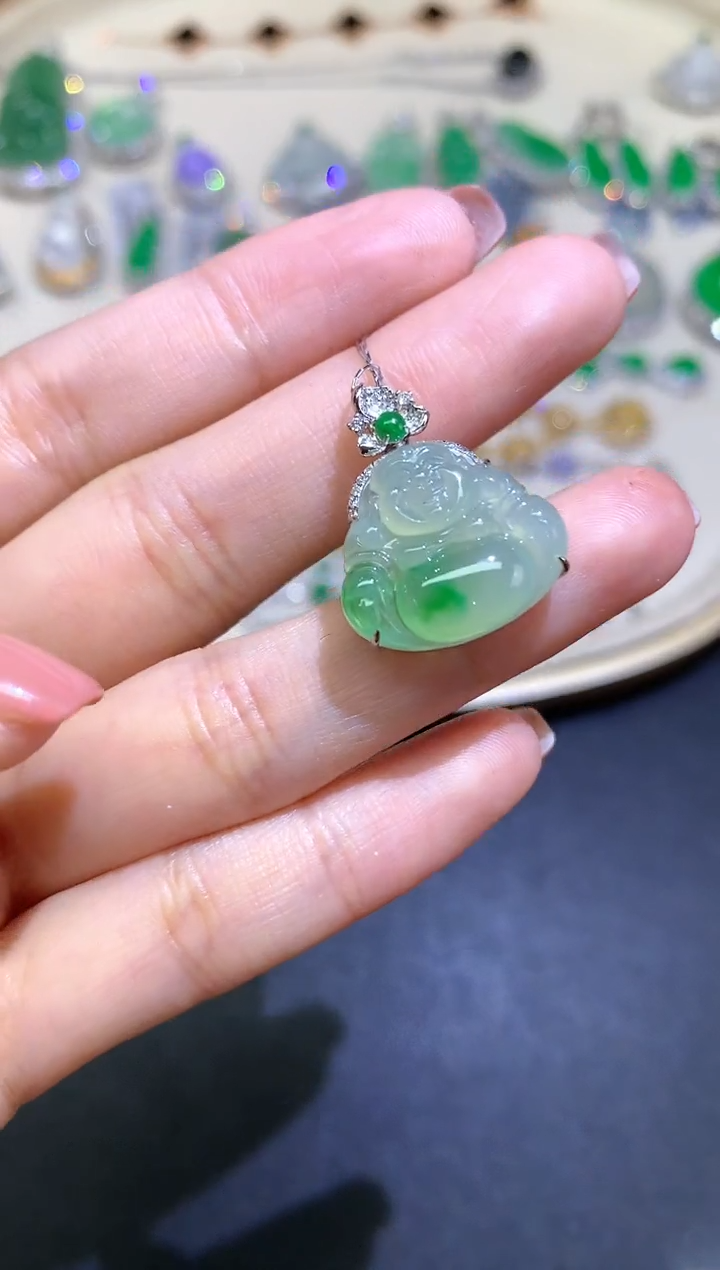 翡翠18K金镶嵌吊坠(不含链)吊坠A421|5800