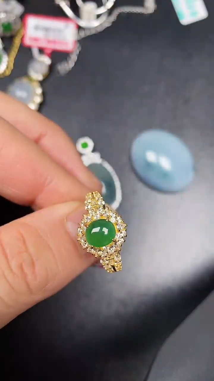 银S925镶嵌戒指翡翠3333