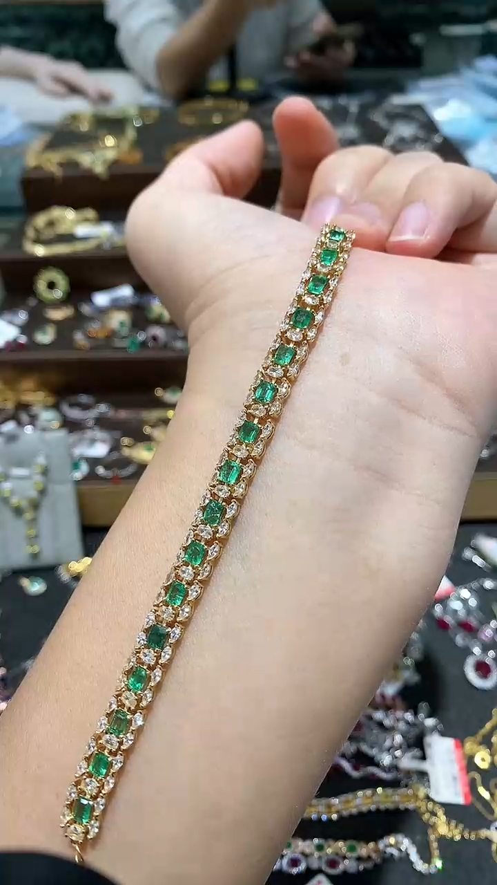 【闪购商品】祖母绿手链银S925镶嵌手链