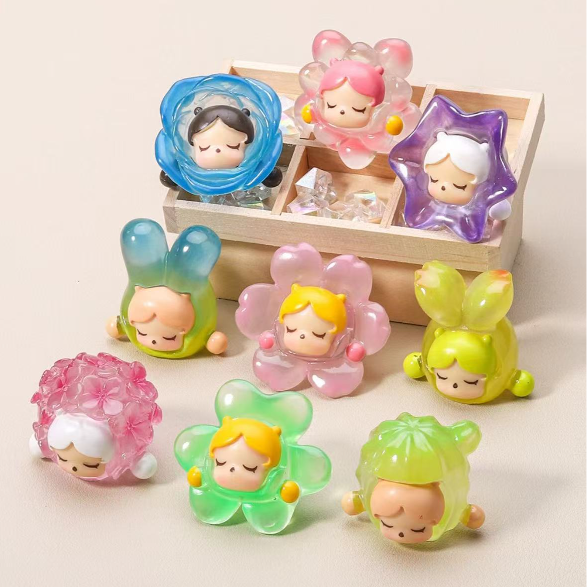 【九宫格直播拆】高品质夜光可爱泡泡花仙子萌粒摆件DIY