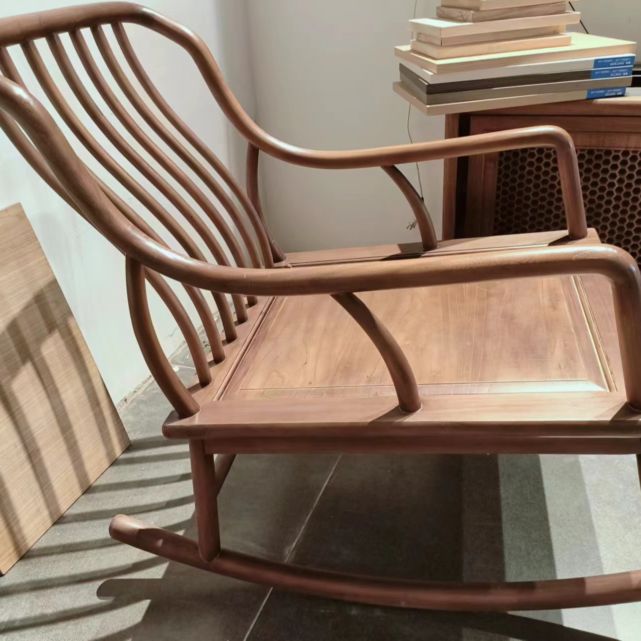 新中式原木多功能摇椅