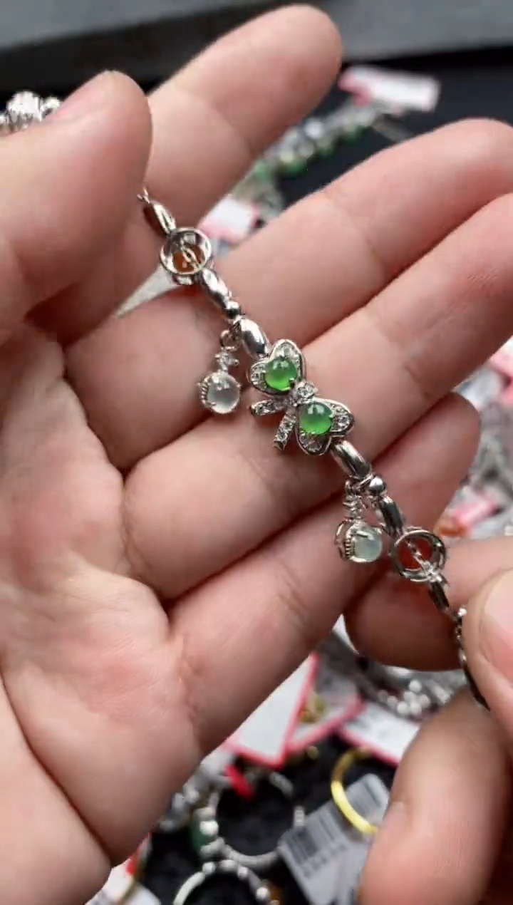 【闪购商品】翡翠戒指银S925镶嵌5555--5