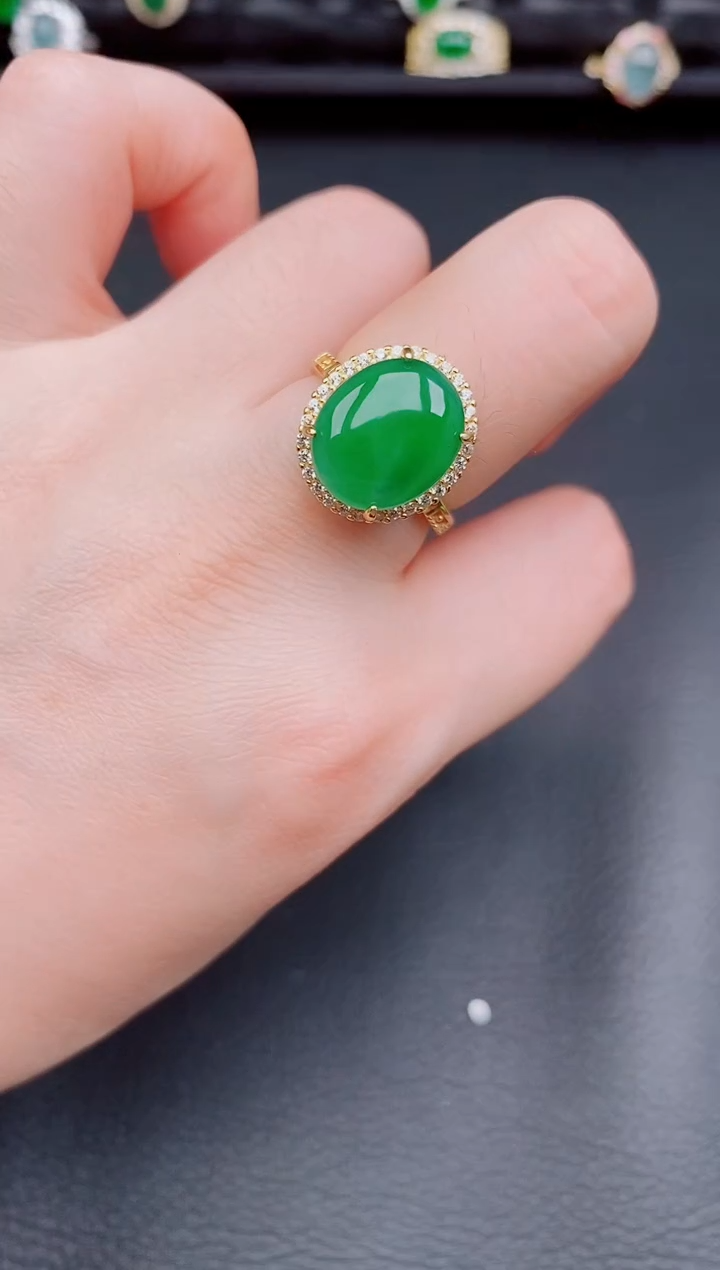 【闪购商品】翡翠戒指银S925镶嵌天然a货翡翠163