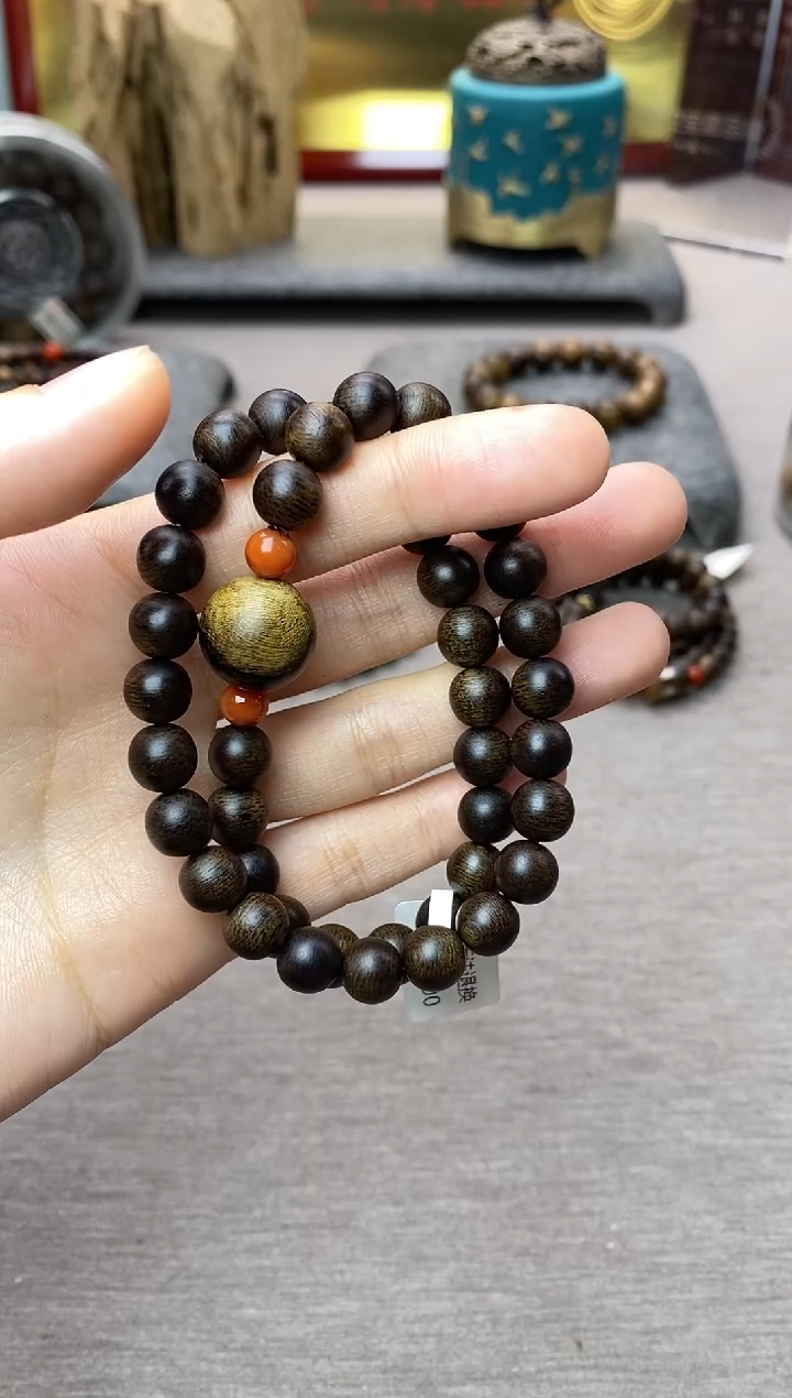 【闪购商品】沉香手串顺化紫棋玉化08+白棋留疤1.4双圈沉水