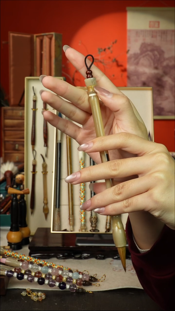 455号闪孤品高货毛笔链接 清水试笔 蘸墨不退