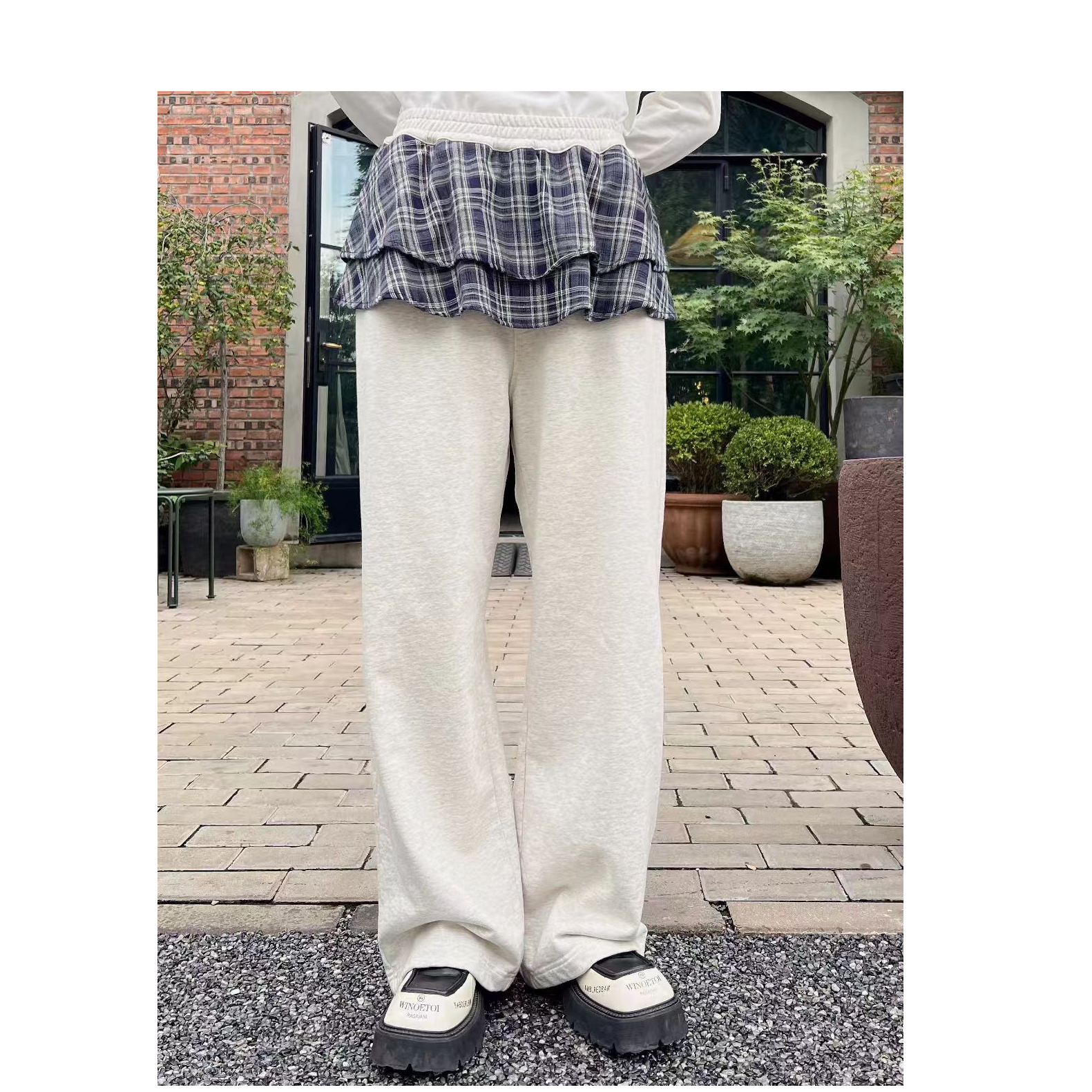 纸袋家秋季艾米新款「叠搭必备休闲裤高腰阔腿裤」PS0276毛圈洋气