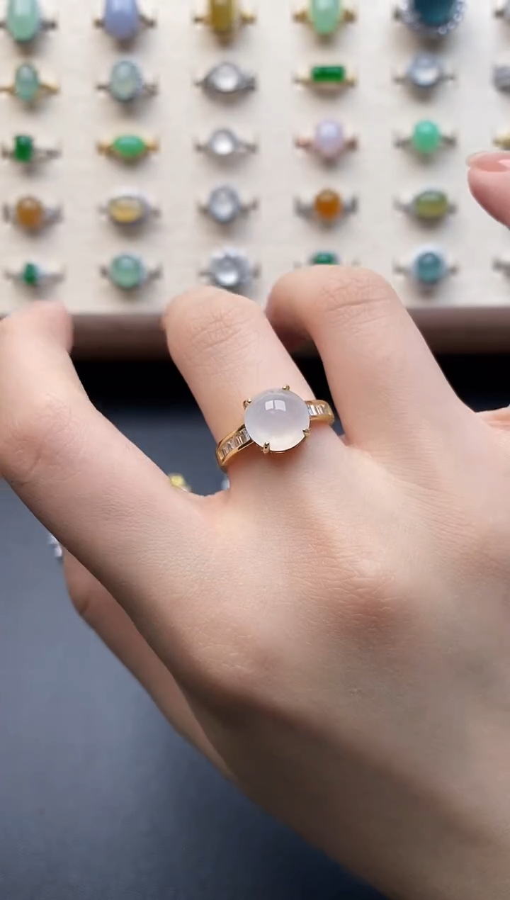 银S925镶嵌戒指翡翠一物一证一礼盒