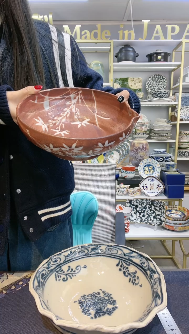 【闪购商品】碗志野烧山神窑手绘粗陶片口大钵一只
