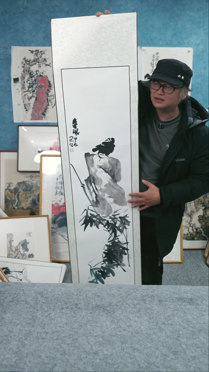 【闪购商品】国画四尺对开本土老师卷轴