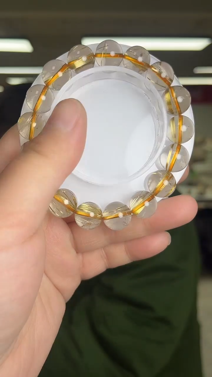 【闪购商品】发晶手链未镶嵌天然金发晶手串多样性发一12mm