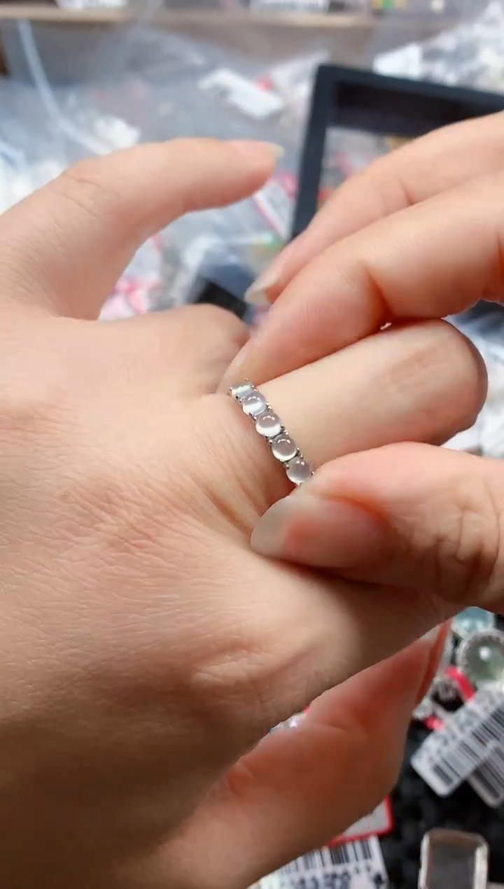 银S925镶嵌戒指翡翠天然A货缅甸翡翠