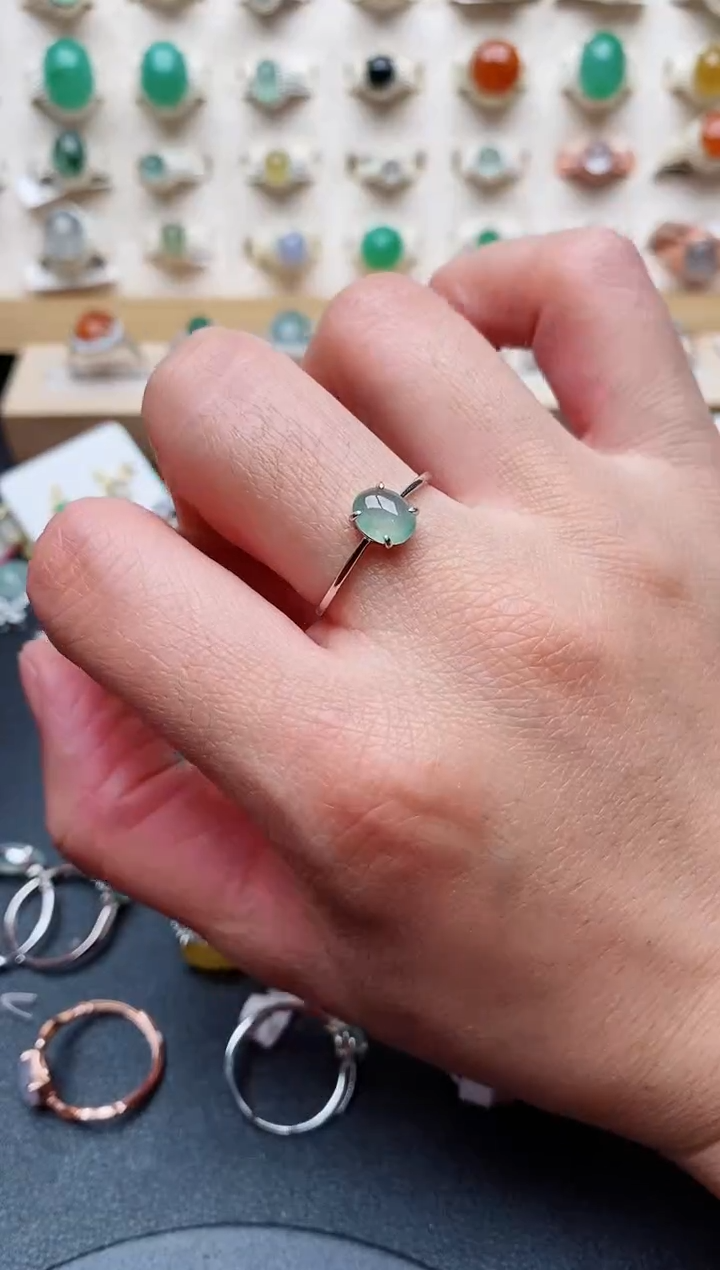 【闪购商品】翡翠戒指银S925镶嵌天然翡翠222  6+