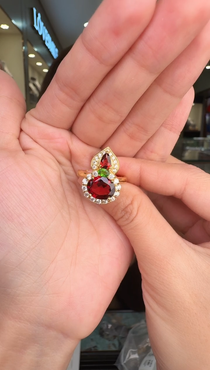 银S925镶嵌戒指石榴石038