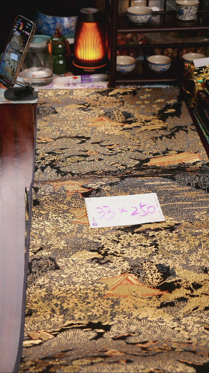 【西阵织登鹳雀楼黑金单面】中国风干泡织锦茶席33*250