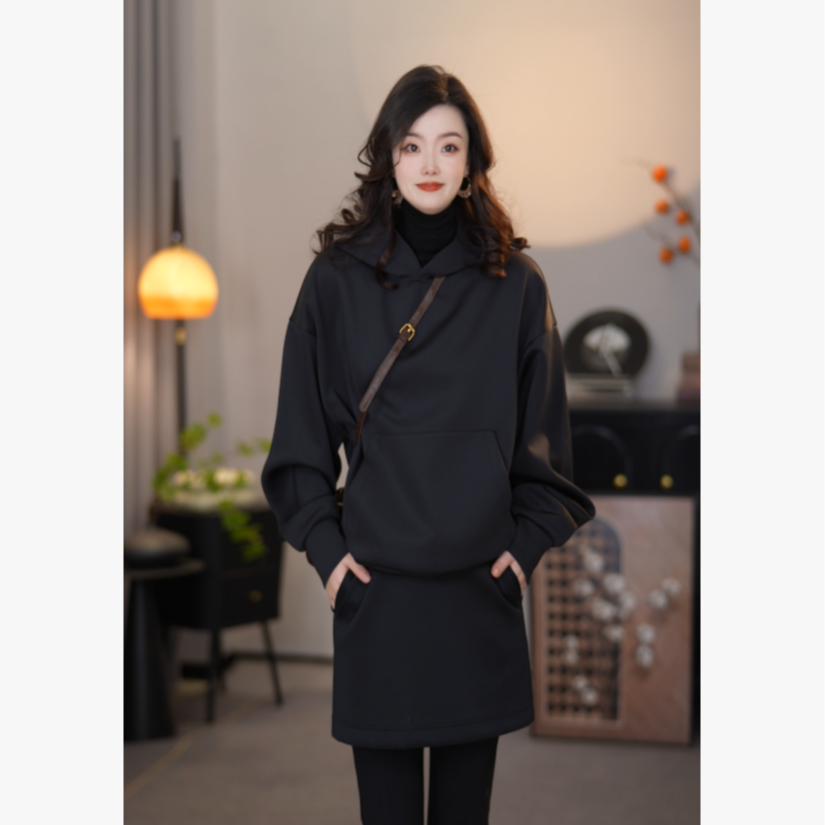 阿玛施【官方正品】新款运动女士休闲松弛感百搭套头连帽卫衣530046