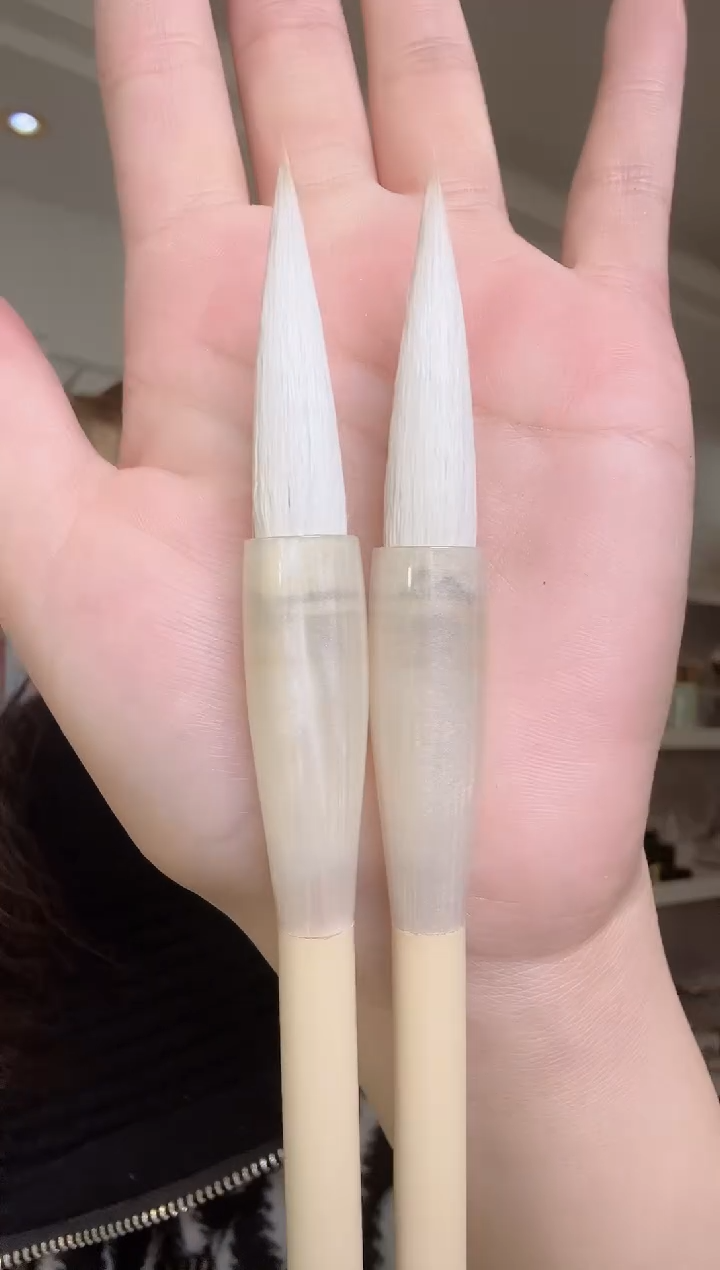 实木米黄白斗兼毫出锋4.5两支