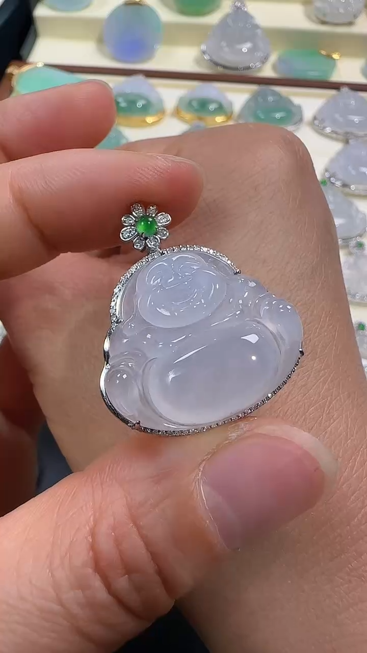 【闪购商品】翡翠颈饰18K金镶嵌翡翠佛公