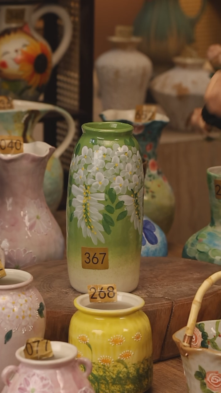 陶瓷景德镇设计师手作花器摆件侘寂风@M367@